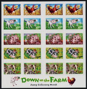 Australia 2437c Booklet MNH Down on the Farm, Animals, Flowers, Butterfly, Birds