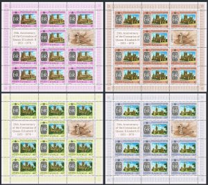 Tuvalu 81-84 sheets, MNH. Michel 68-71. QE II Coronation-25, 1978. Cathedrals.