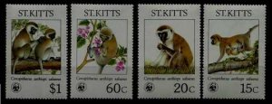 St.Kitts 189-92 MNH WWF-86/Monkeys SCV39.50