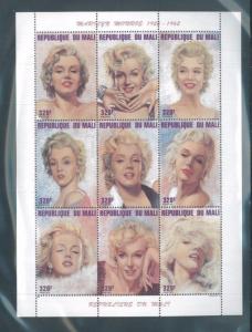 MARILYN MONROE Mini Sheet of 9 - Mali E48