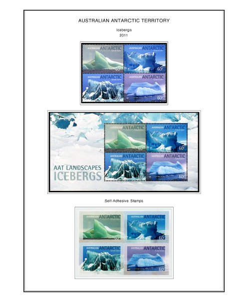 COLOR PRINTED AUSTRALIAN ANTARCTIC 1957-2020 STAMP ALBUM PAGES (44 illus. pages)