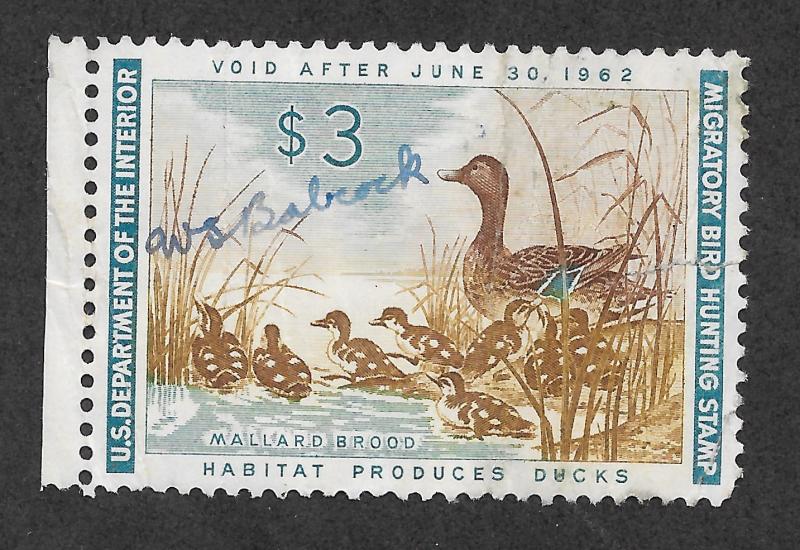 RW28 Used, Federal Duck Stamp, scv: $12.50, FREE INSURED SHIPPING
