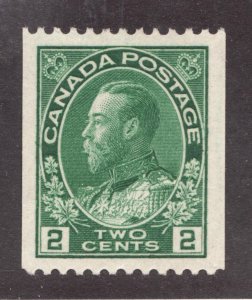 1924 - Canada Sc #133 - KGV Admiral - Yellow Green 2¢ coil stamp - MH cv$120