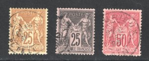 France #99-101   F/VF, Used, #101 has rounded corner, CV $8.65    ....  2010101