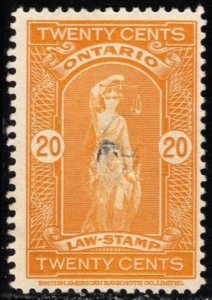 Vintage Canadian Revenue 20 Cents Ontario Law Stamp Used Punch Type