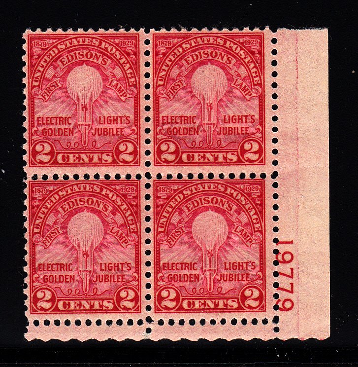 U.S. #655 Fine OG Plate block of 4.