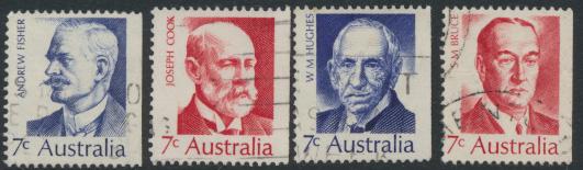 Australia  Sc# 514-517 Prime Minister set of 4- 1972 Used Booklet stamps see ...