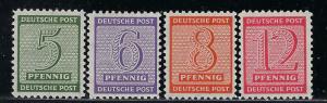 DDR under russian occupation Scott # 14N3 - 14N7, mint nh, var. wmk and perfs