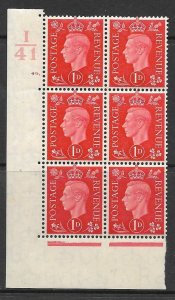 1937 1d Red I41 49 Dot perf 5(E/I) block 6 UNMOUNTED MINT/MNH