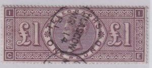 GREAT BRITAIN QV Telegraphs: 1877 £1 brown-lilac Wmk three shamrocks - 34843