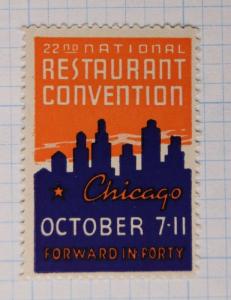National Restaurant Convention association Chicago skyline 1940 Poster ad MH
