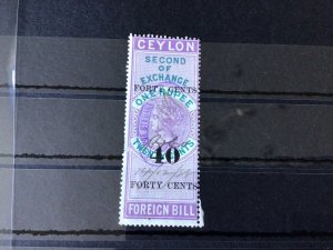 Ceylon Queen Victoria Foreign Bill Overprint Stamp Ref 56477