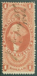 EDW1949SELL : USA 1862 Sc #R73c Used Sound stamp 1 short perf PSAG Cert Cat $300