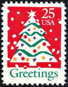 SC#2515 25¢ Christmas Tree Single (1990) MNH