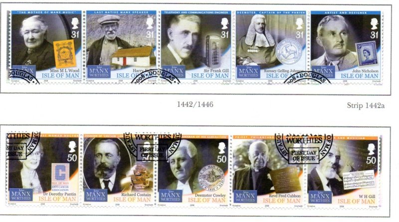 Isle of Man Sc 1275-6 2008 Famous People stamp set used