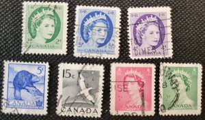 Canada, 1953-54, QE II & wildlife, used, SCV$1.75