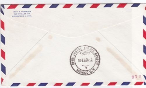 mexicana airlines copus christi  1966  air mail stamps  flight cover ref r15420 