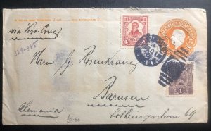 1913 Mexico City Mexico Postal Stationery cover To Germany Via Veracruz