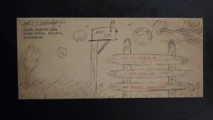 1944 USA Cover Everett WA Local Use Sergeant Military Free Postage Hand Drawn