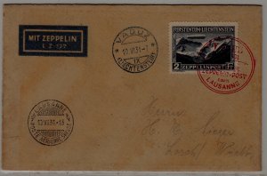 Liechtenstein/Switzerland Zeppelin cover 10.6.31 Vaduz