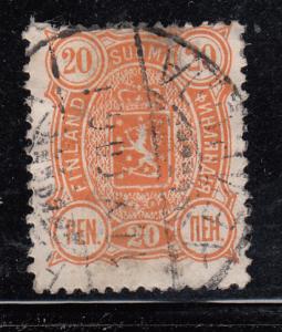 Finland 1895-96 used Scott #62 20k Coat of Arms Cancel Bilingual