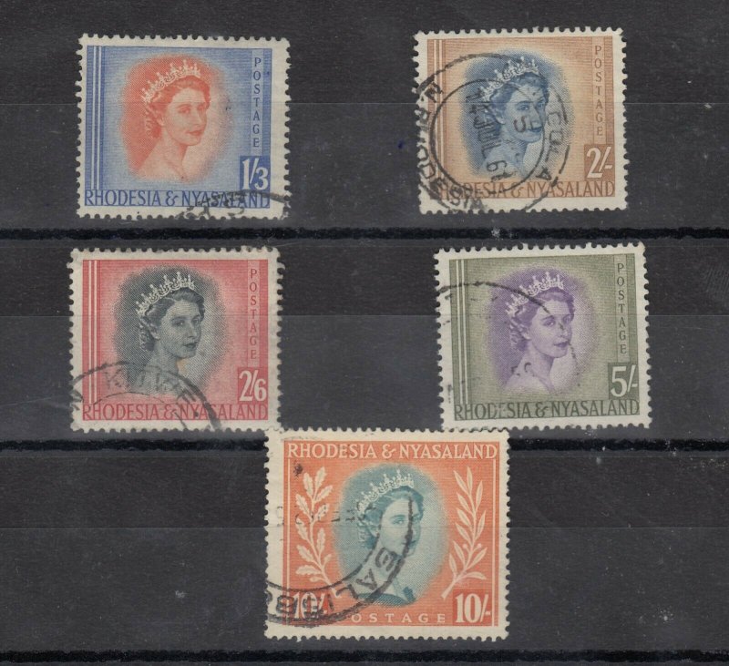 Rhodesia & Nyasaland QEII 1954 Part Set To 10/- VFU J7456