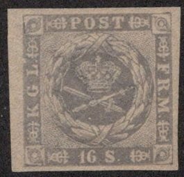 DEN SC #6 MH (OG) 1857 Royal Emblems w/Jay Smith Cert CV $525.00 (H)