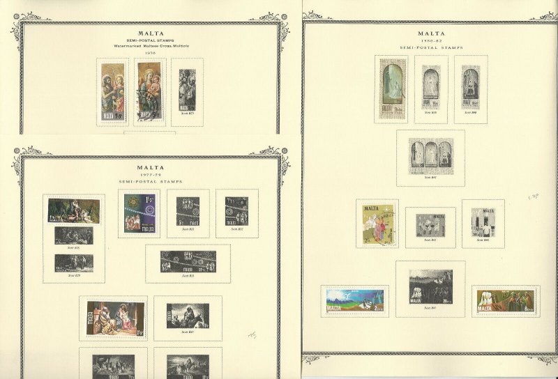 Malta Stamp Collection on 18 Scott Specialty Pages, 1918-1991 BOB, JFZ