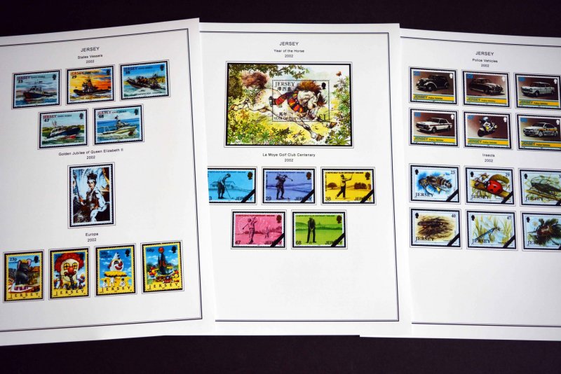 COLOR PRINTED JERSEY 1958-2010 STAMP ALBUM PAGES (198 illustrated pages)