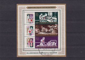 SA23i Burundi 1969 50th anniv of League Red Cross Societies used souvenir sheet