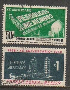 MEXICO C243-C244, 20th Anniv Nationalization of Oil Industry. Used. VF (1540)