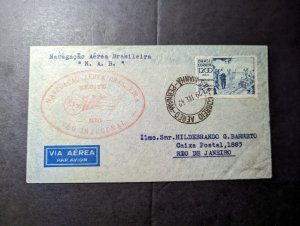 1942 Brazil Airmail First Flight Cover FFC Manha to Rio De Janeiro via NAB