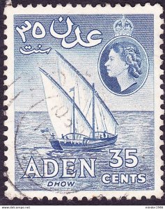 ADEN 1958 QEII 35c Deep Blue SG57 FU