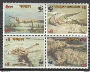 1990 Bangladesh Wwf Reptiles Crocodiles Fauna #323-26 ** Tk020