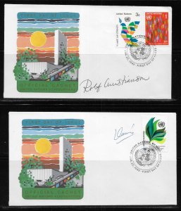 United Nations NY 368-70 Definitives Headquarters Cachet FDC Signed by Designer