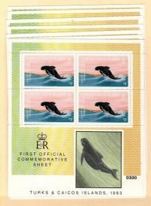 Turks and Caicos Scott 564-71 Mint NH sheets of 4 (Catalog Value $159.00)