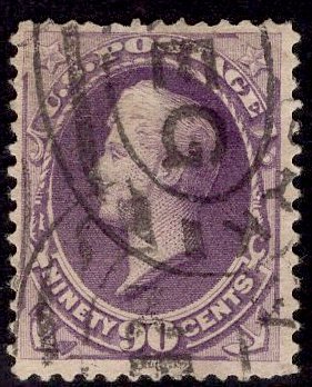 US Stamp #218 90c Purple Perry USED SCV $225.