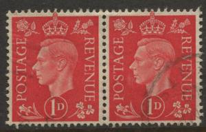 Great Britain - Scott 236 - KGVI Definitive -1937 -FU -Horiz.Pair of 1p Stamp