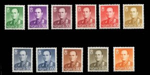 Norway #360-369 Cat$30.65, 1958-60 King Olav, complete set, never hinged