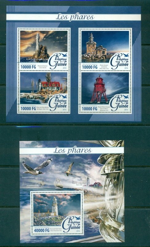 Guinea-Bissau, 2016 Set of 2 Lighthouses MNH Souvenir Sheets.