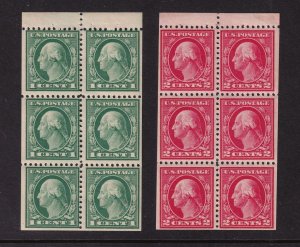 1916 Sc 498e & 499e booklet panes 1c 2c MNH original gum (Z3