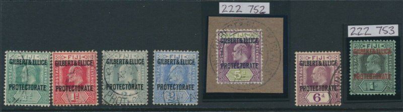 SG 1-7 Gilbert & Ellice Islands 1911 set of 7. Very fine used, the 5d and 1/-...