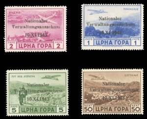 German WWII Occupation, Montenegro #Mi. 15-18 Cat€260, 1943 Airpost, four v...