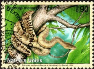 UN - Geneva 338 - Used - 90c Jamaican Boa (1999) (cv $1.20)