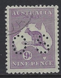 Australia, Scott #OB97, 9p Kangaroo and Map Official, Wmk 203, Used