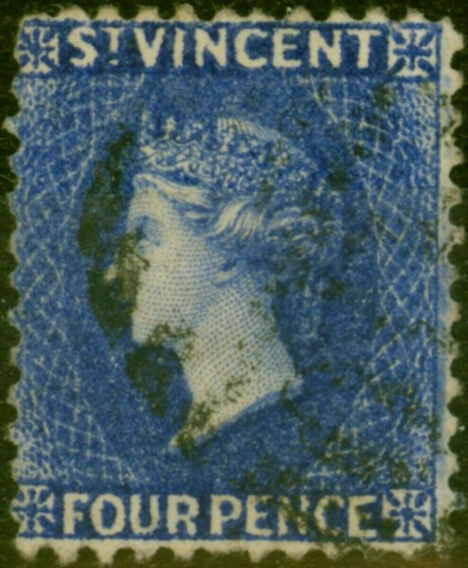 St Vincent 1883 4d Ultramarine-Blue SG43x Wmk Reversed Fine Used (3)