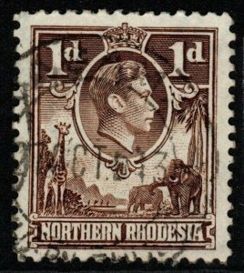 NORTHERN RHODESIA SG27 1938 1d BROWN FINE USED