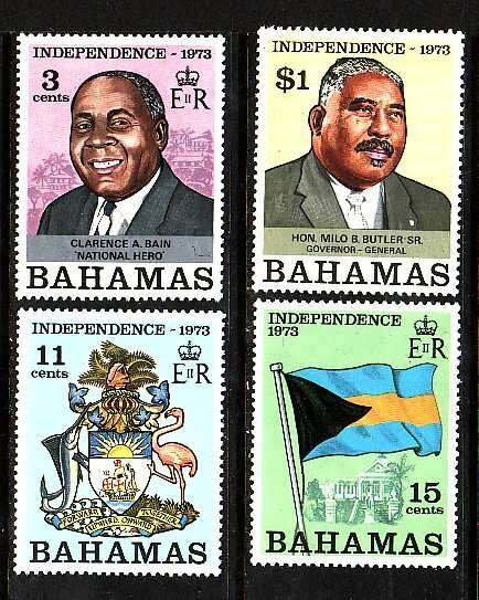 Bahamas-Sc#348-51- id9-unused NH set-Independence-Flags-1973-