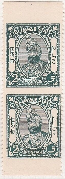 INDIA BIJAWAR 1935 3a pair fine mint IMPERF HORIZONTALLY...................A7258