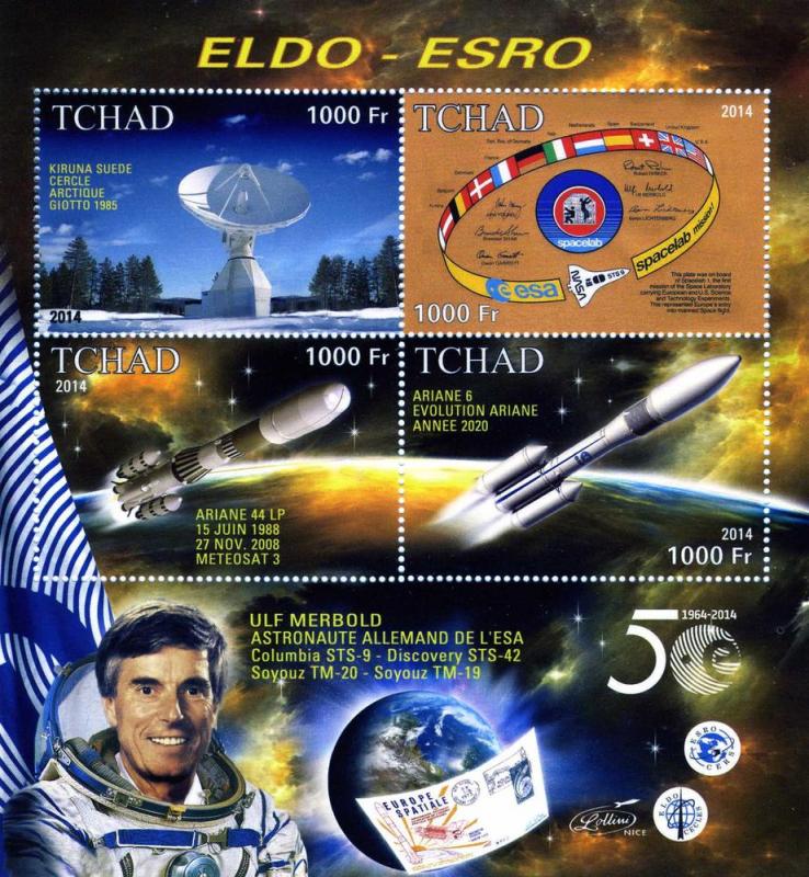 Chad 2014 SPACE ESA-Europa CEPT-Ulf Merbold Sheet Perforated Mint (NH)